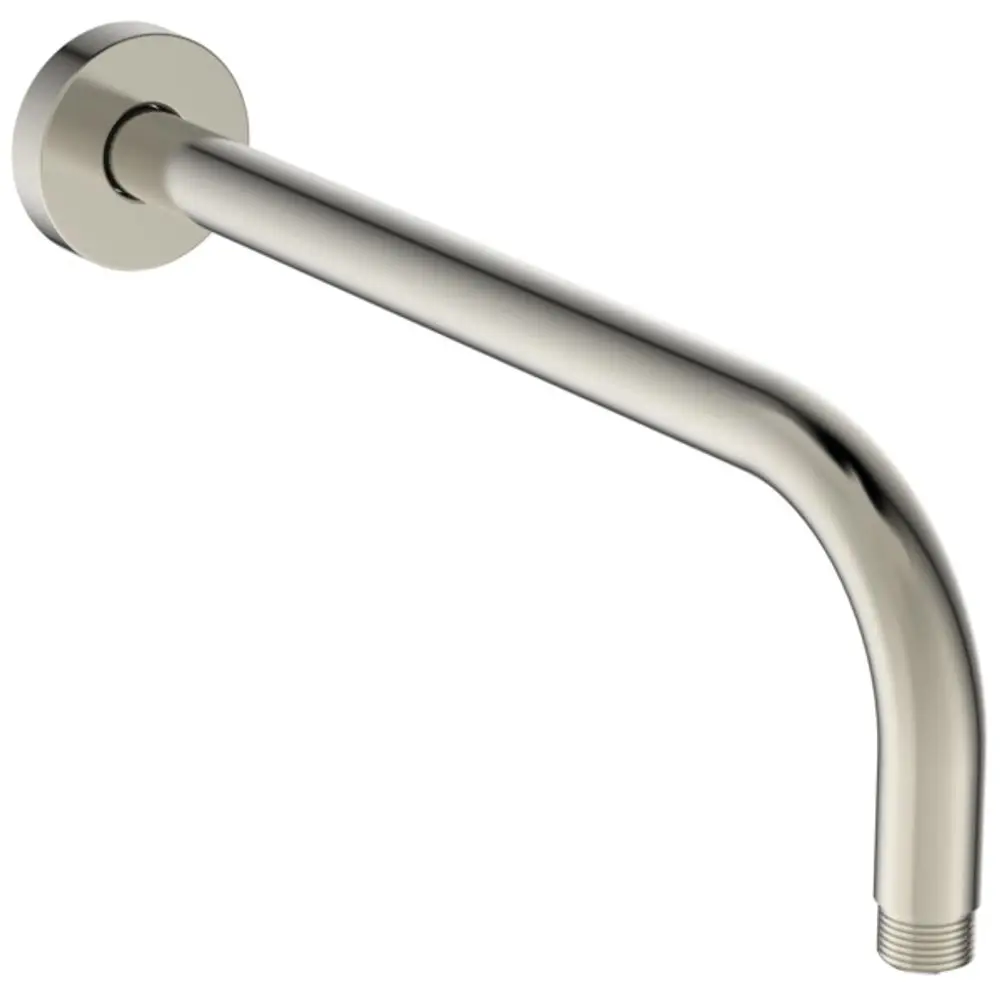 Wandanschluss von Ideal Standard, gebogen, aus Metall, zur Befestigung an der Wand, mit gewindedem Ende für Anschluss an entsprechendes Sanitärsystem.